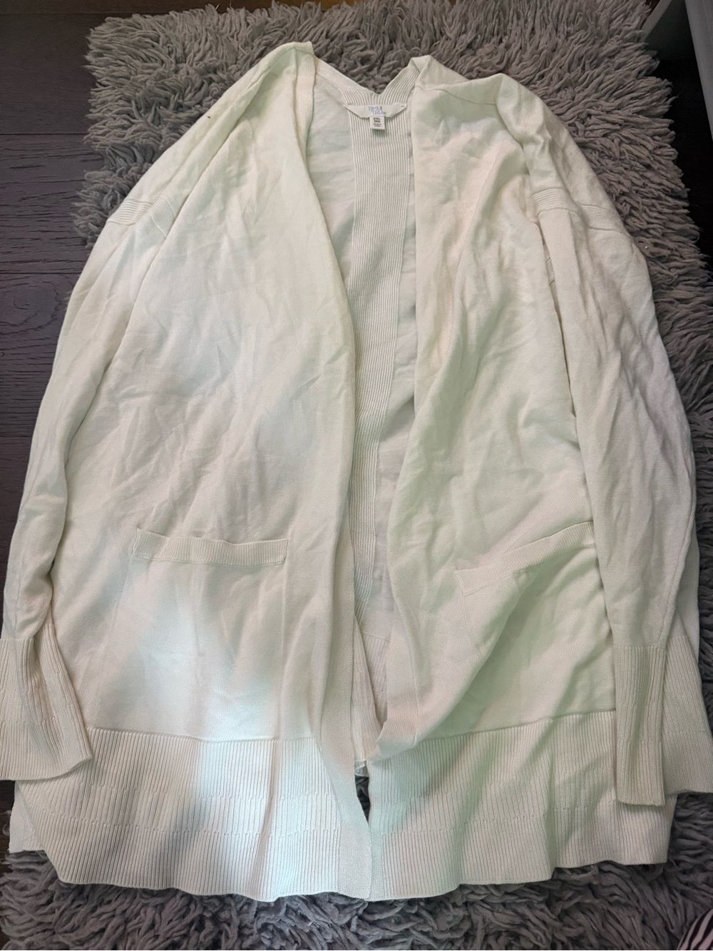 Light Cream Open-Front Cardigan